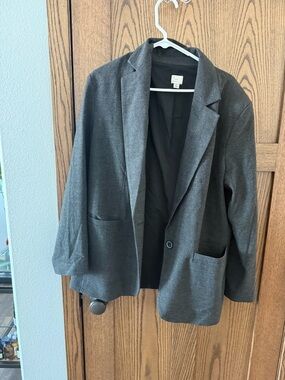a new day Womens Gray Single-Button oversized Blazer